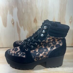 Steve Madden Greater Platform Leopard Print Ankle Boots Women’s Size 8